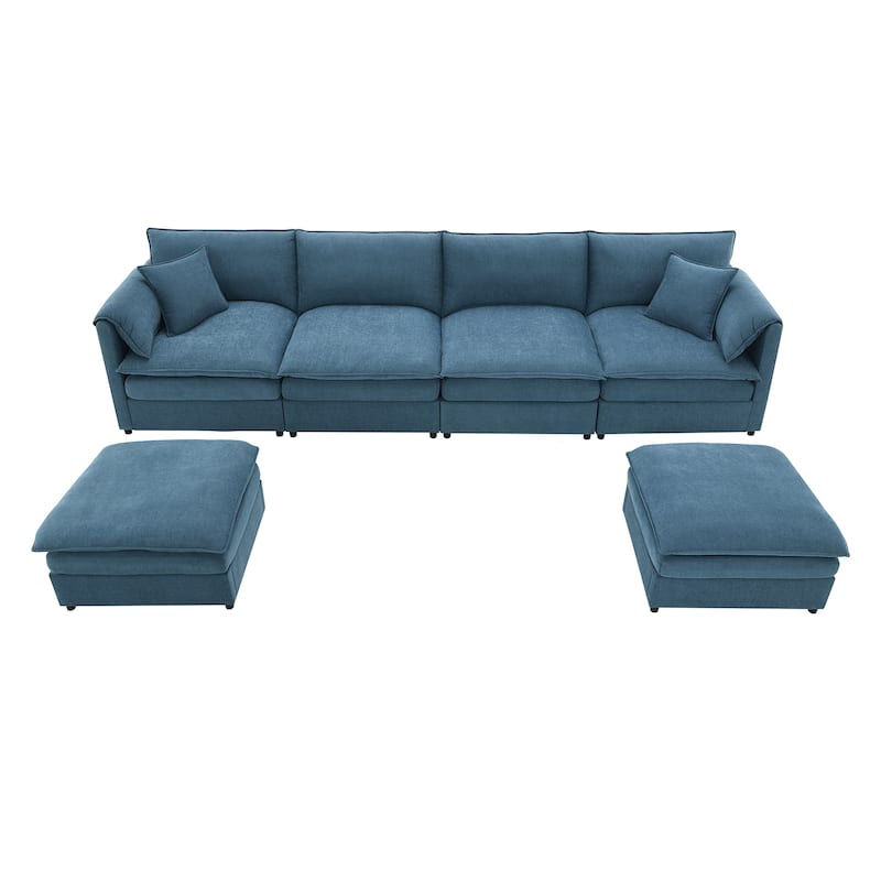 Oversized 134'' Modular U-Shaped 6 Seater Sectional Sofa with Double Cushions and Versatile Ottomans for Living Room