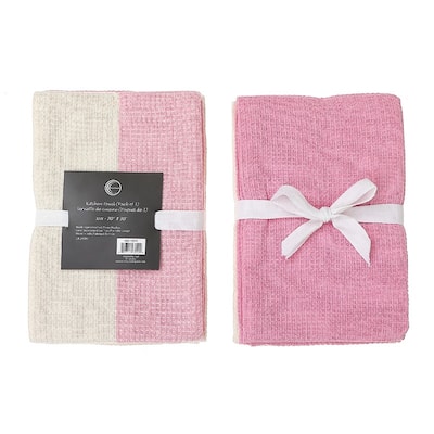 3 Pack Dual Waffle Kitchen Towel Set (Blush)
