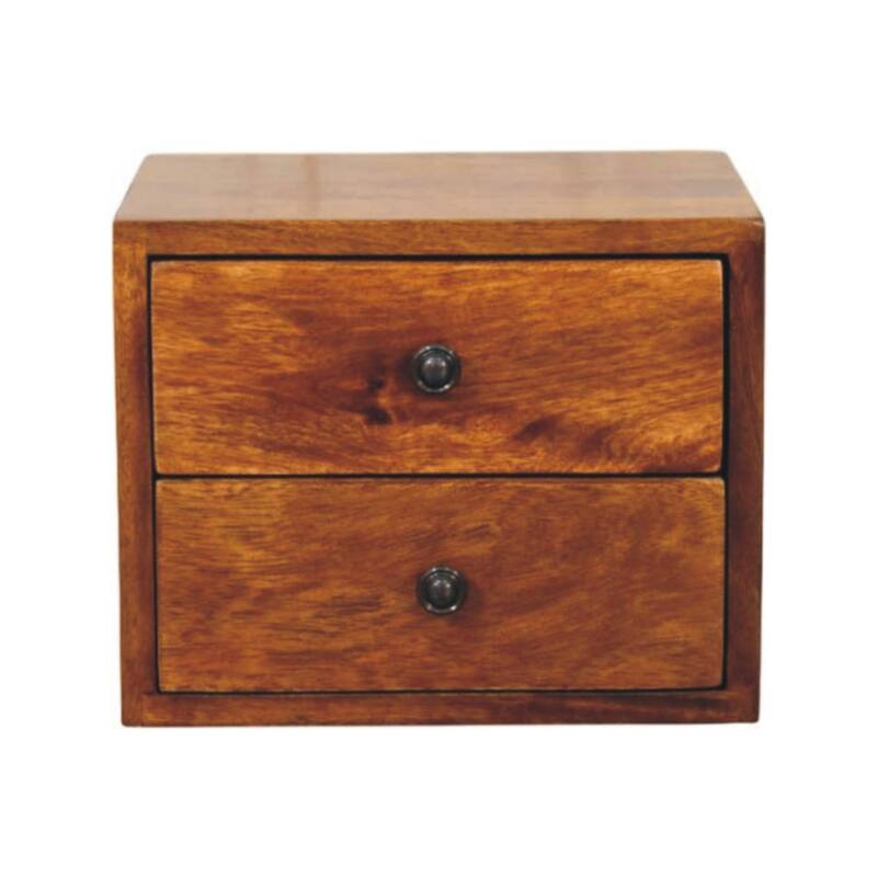 Artisan Furniture Solid Wood Solis 2-Drawer Chestnut Wall Mounted Nightstand