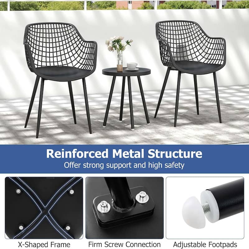 3PCS Patio Furniture Set Outdoor Bistro Set Small Conversation Set