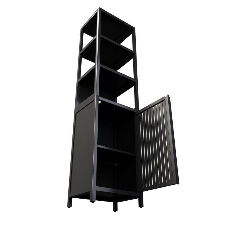 64.76" H Freestanding Bathroom Cabinet with 3 Tier Shelves, Natural Bamboo