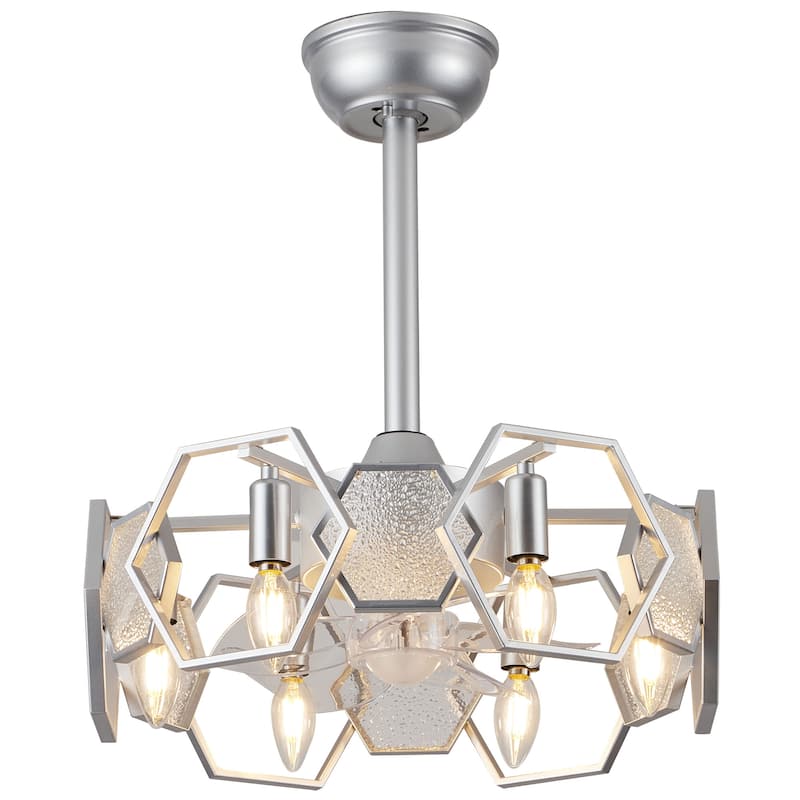 Bella Depot 19" Indoor Industrial Ceiling Fan with Light and Remote - Silver