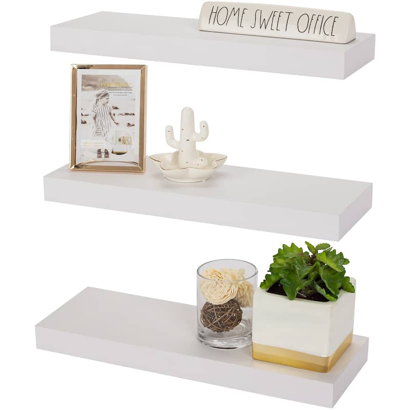Floating Shelves, Farmhouse Hanging Wall Shelf Decor - 16 Inches, 3 Pk - White