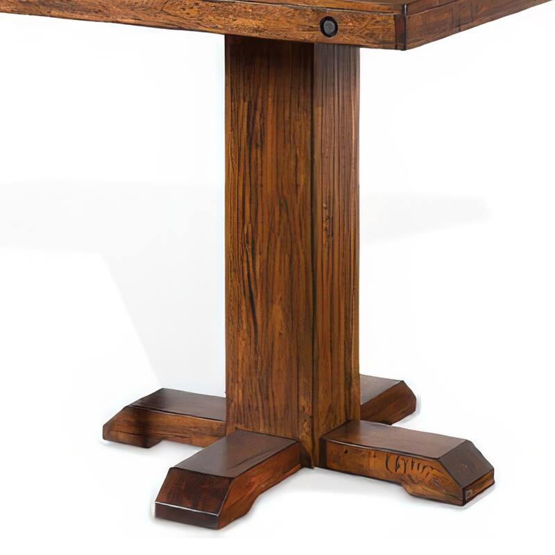 Reggie Bar Table, Adjustable Pedestal Base, 36 Inch Square Top, Brown