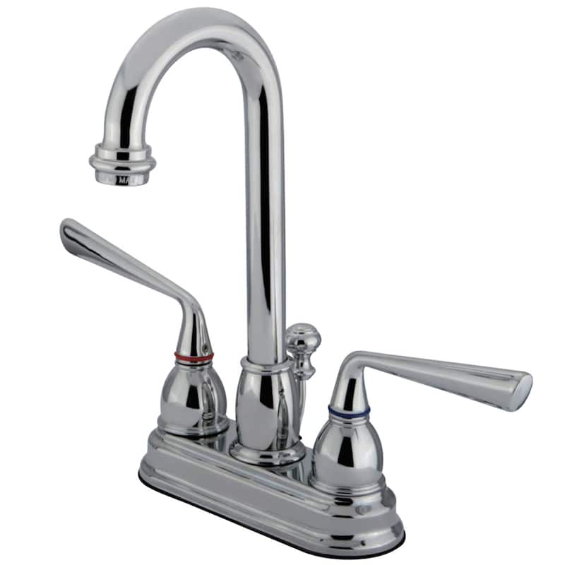 Kingston Brass Silver Sage Centerset Bathroom Faucet with Metal Lever - Polished Chrome