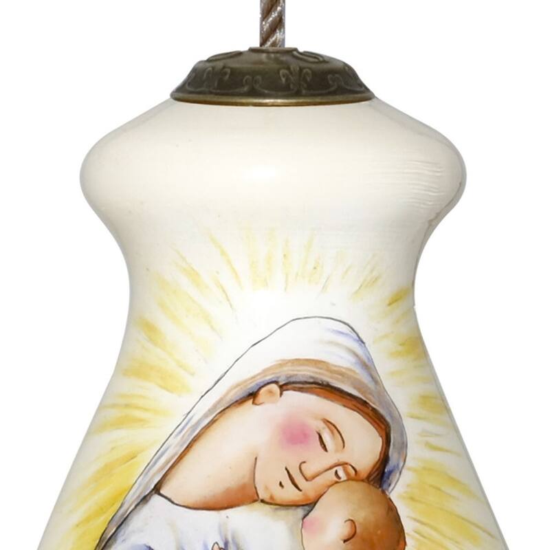 Mother Mary with Baby Hand Painted Mouth Blown Glass Ornament - 5" x 2.25" x 2.25"