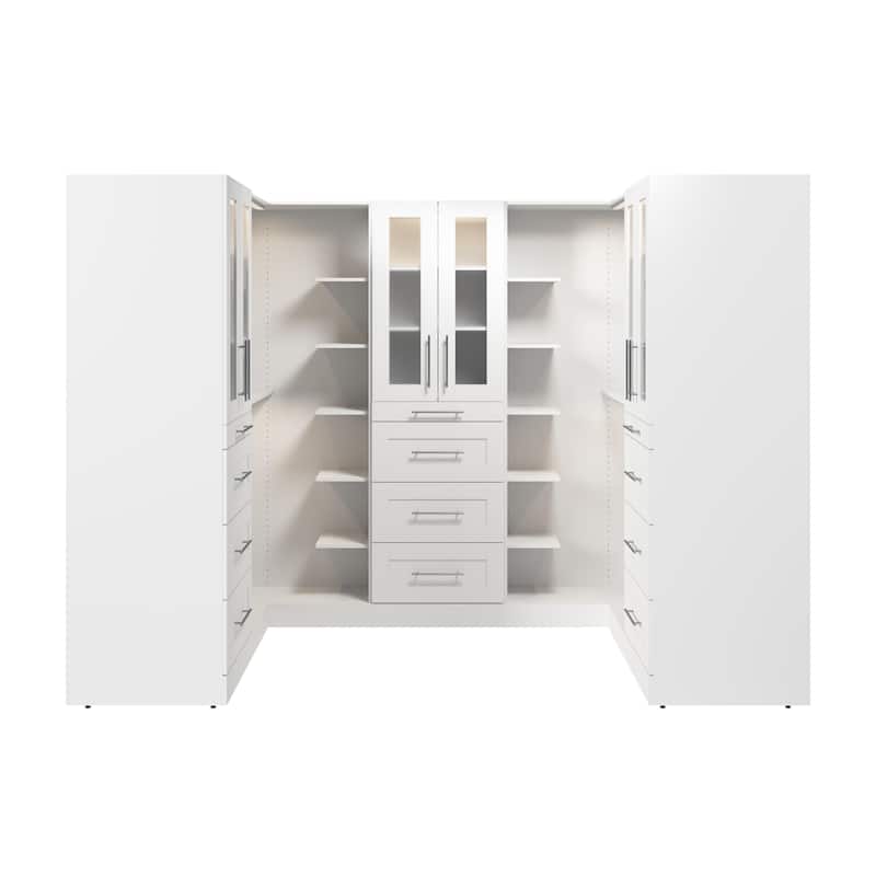 Bestar Florence 113W x 61D U Shaped Walk-In Closet System, Shaker