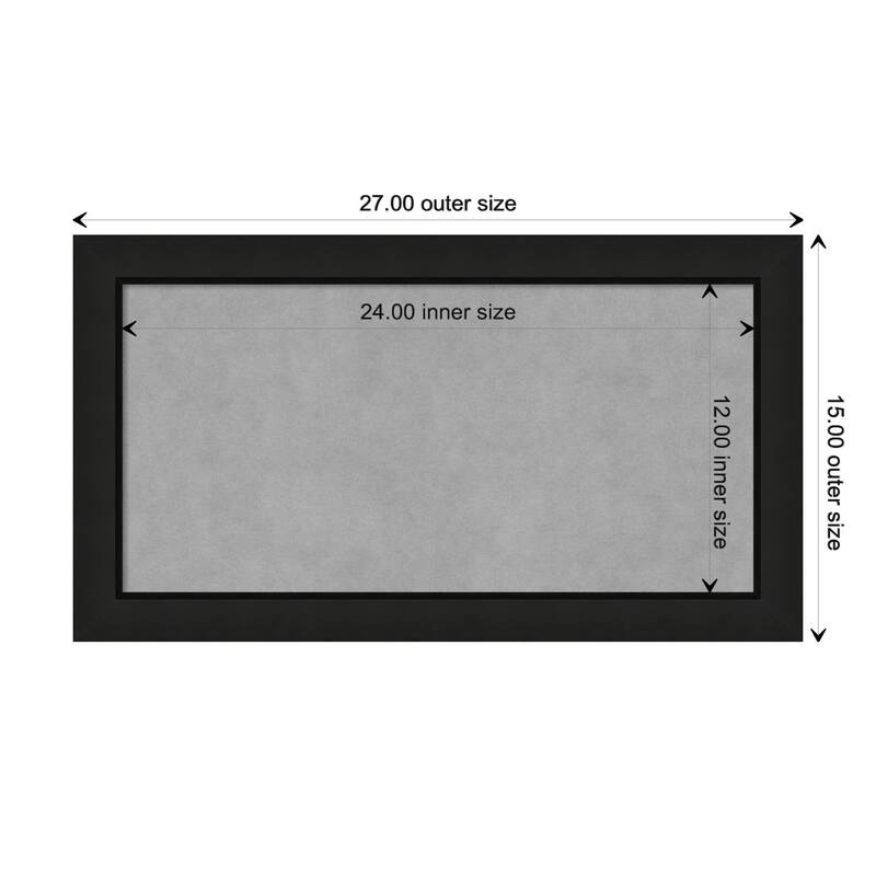 Amanti Art Midnight Black Narrow Framed Magnetic Board - Board Size 24x12