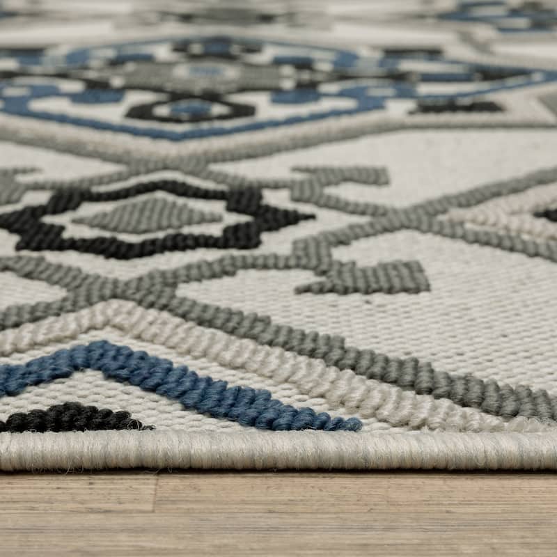 Vista Home Talcot Medallion Grey/Teal Indoor-Outdoor Rug