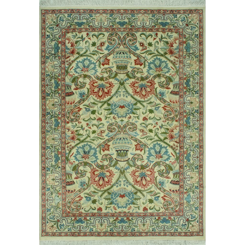 Pak-Persian Bashir Ivory/Rose Rug - 4'1" x 6'2"