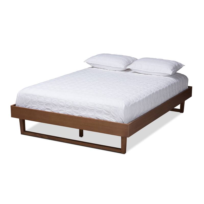 Full Size Platform Bed Frame - Walnut Brown Wood Bed - Low Profile Design - No Box Spring Needed - HomeStock
