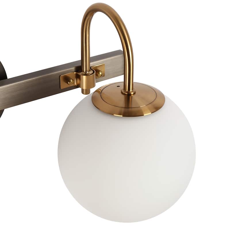 Aladari Modern Gold 3-Light Bathroom Vanity Lights Opal Glass Wall Sconces