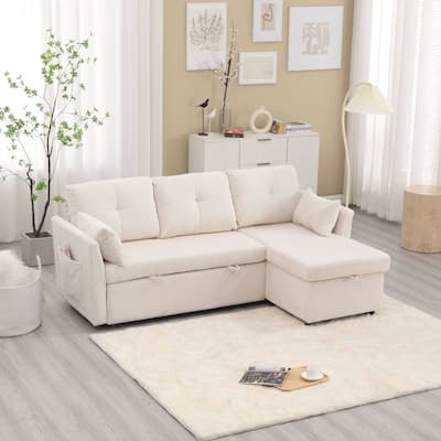 The L-shaped storage seat assembly sofa folds into a recliner