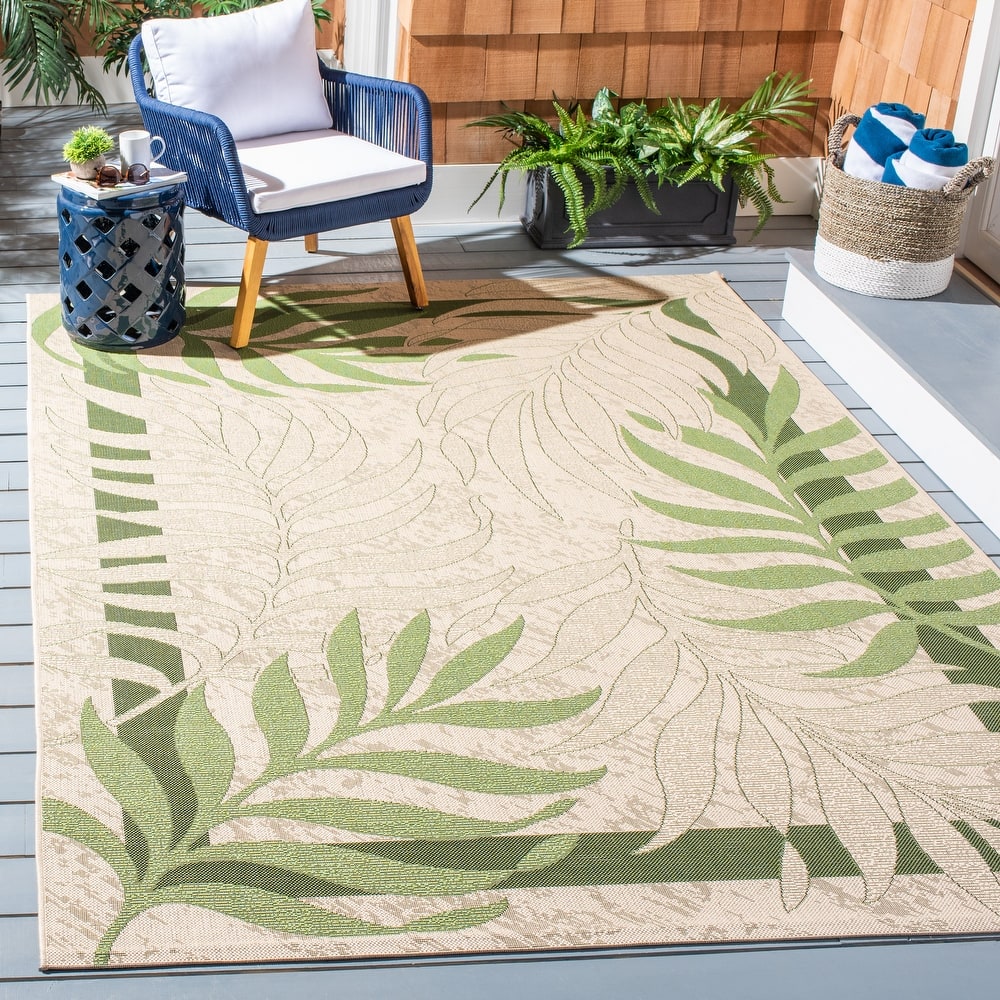 SAFAVIEH Courtyard Idun Botanical Indoor/ Outdoor Waterproof Patio Backyard Rug