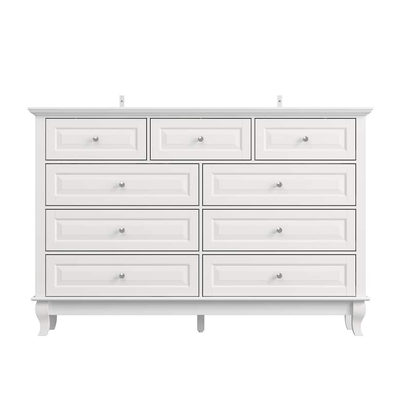 55.1"W 9-Drawer Dresser: Spacious and Sleek Design Chest Lacquer