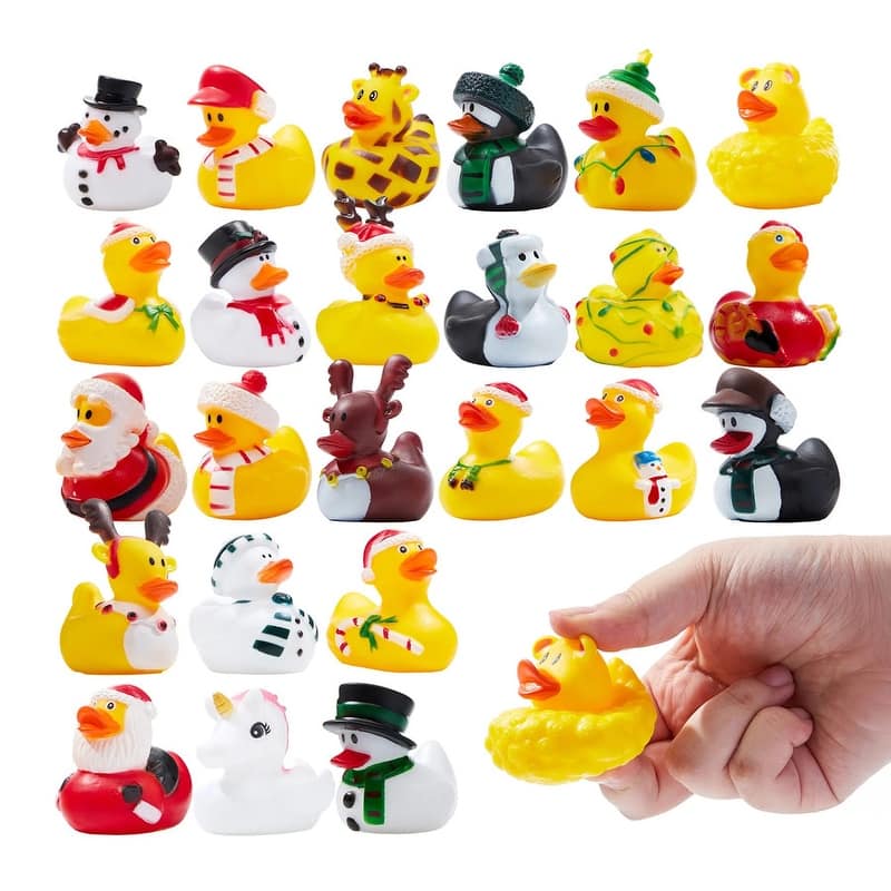 Joyfy 24Pcs Christmas Rubber Ducks Bath Toys Xmas Advent Calendar - Multicolor