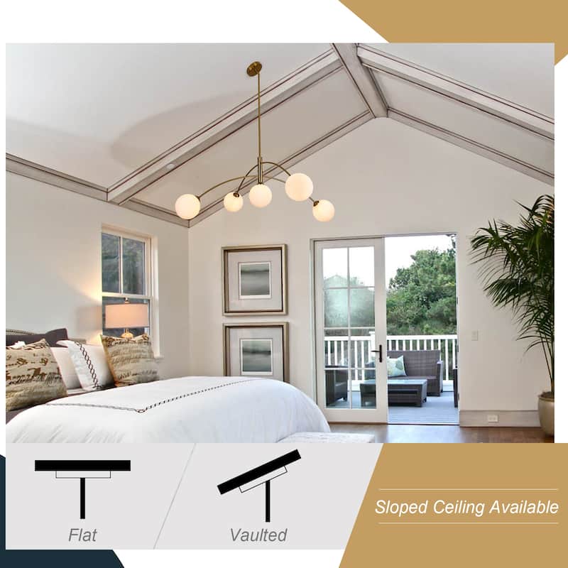 5 - Light Dimmable Modern Linear Globe Chandelier
