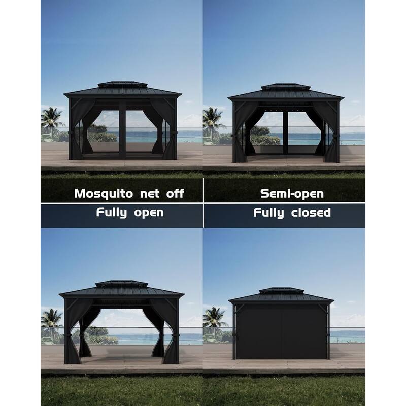 12'x14' Hardtop Gazebo for Patio, Deck, Backyard, Lawn, and Garden - 12X14 Ft