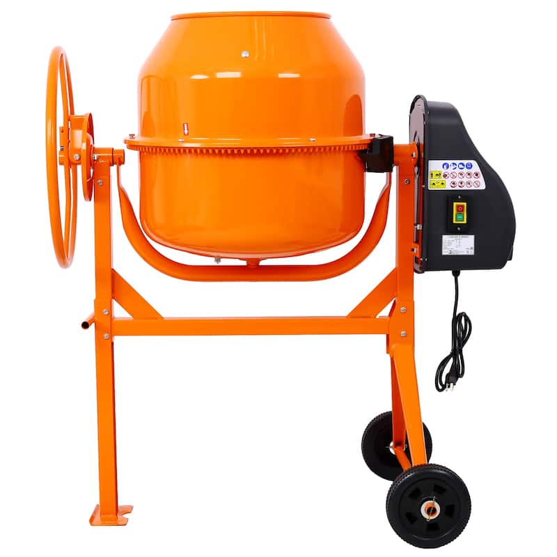 Cement Mixer,5 Cu. Ft Electric Concrete Mixer Machine, 650W AC Motor Portable Power Cement Mixers for Mortar, Stucco and Fodder - Orange