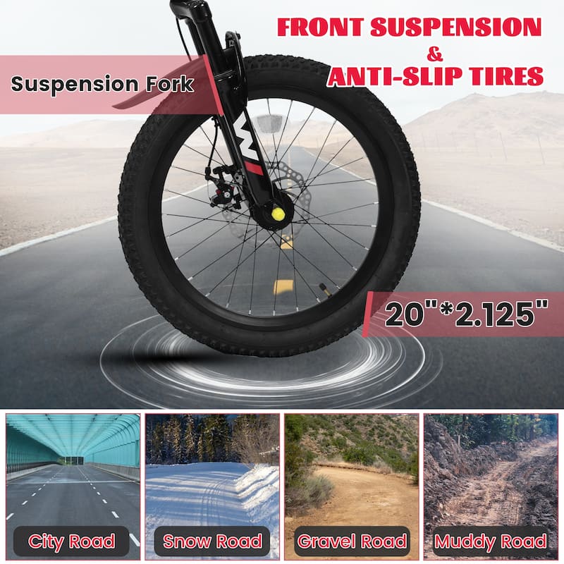 20 Inch Kids Mountain Bike with Front Suspension, 7-Speed, Steel Frame, Boys & Girls Ages 6-12