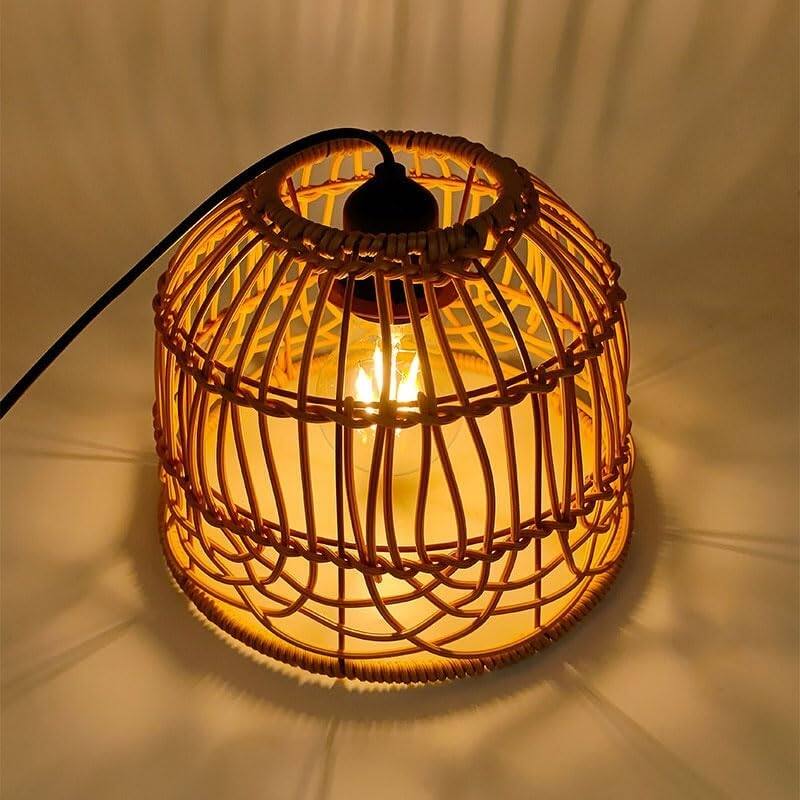 Handmade chandelier light brown pendant light bamboo rattan, polyvinyl chloride patio light