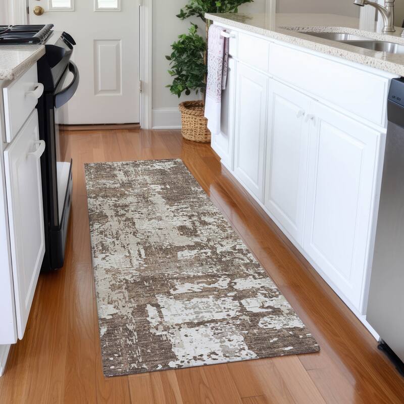 Premium Washable Super Soft Abstract Acree Mayfield Rug - Brown - 2'3" x 7'6"