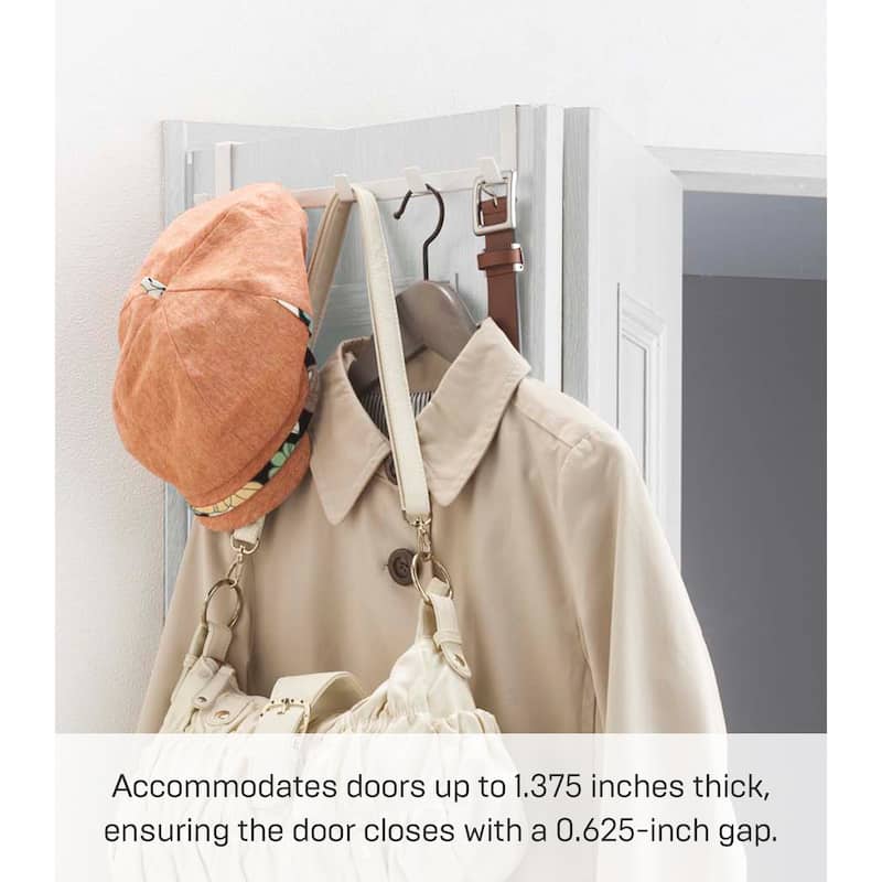 Yamazaki Home Over-the-Door Hanger, Steel, Up To 1.375" Door, Wide, Holds 11 lbs - L 2.76 x W 11.81 x H 2.36 inches