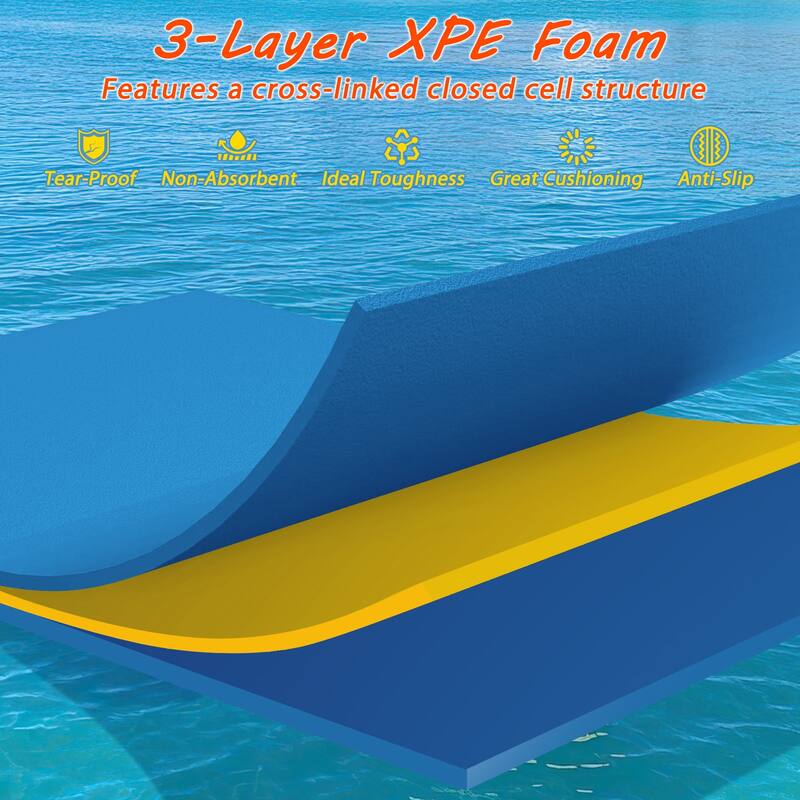 Costway 3-Layer Tear-proof Water Mat Floating Pad Island Water Sports