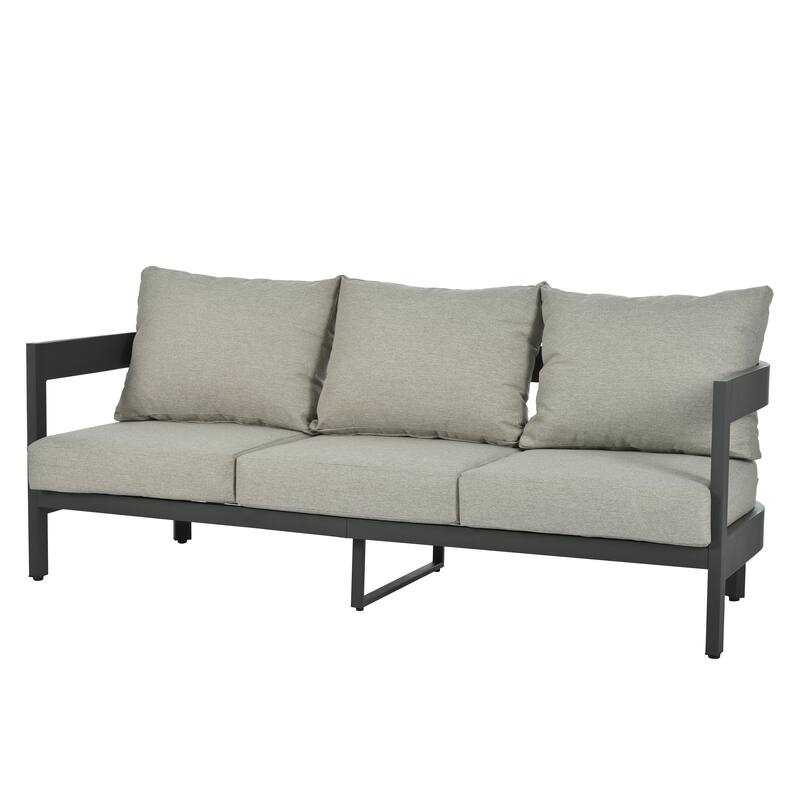 4-Piece Outdoor 5-Seater Iron Sofa Set with Coffee Table