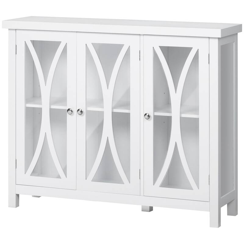 Buffet Cabinet with 3 Tempered Glass Door and Adjustable Shelf