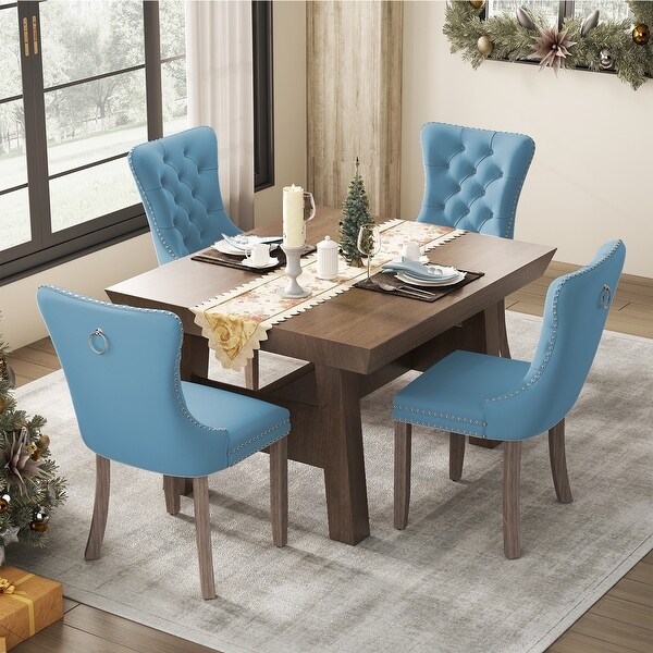 Blue tufted dining room chairs hotsell