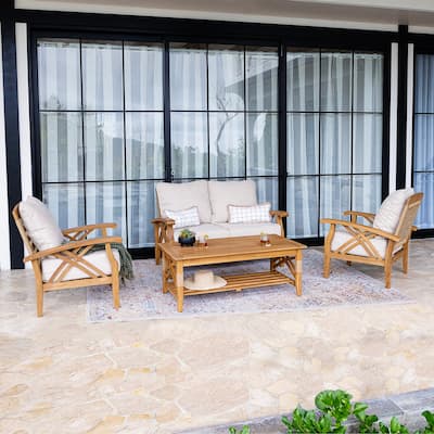 Cambridge Casual Carmel 4-Piece Teak Patio Conversation Set