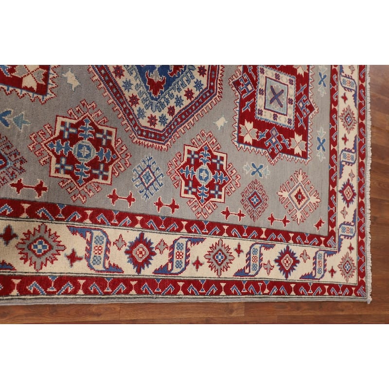 Traditional Grey Kazak Oriental Area Rug Hand-Knotted Wool Carpet - 5'1" x 6'9"