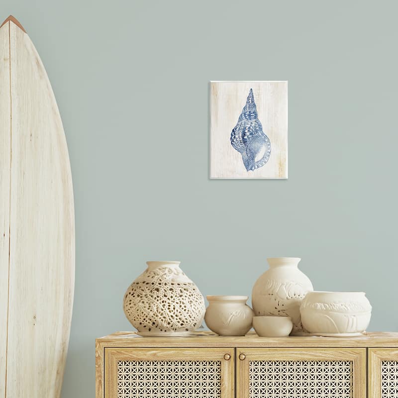 Stupell Tranquil Blue Shell Wall Plaque Art Design By Susan Arnot