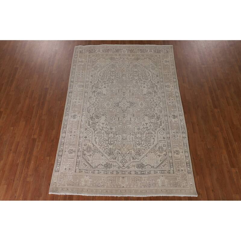 Distressed Tabriz Persian Vintage Rug Handmade Oriental Wool Carpet - 6'6"x 9'8"