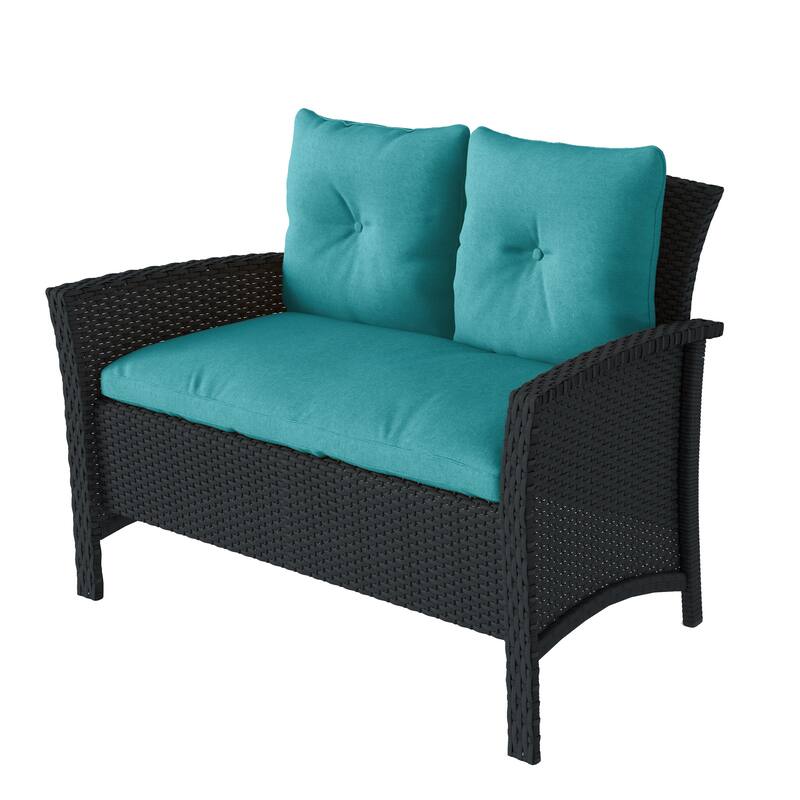 CorLiving Cascade Black Rattan Wicker Patio 4pc Set