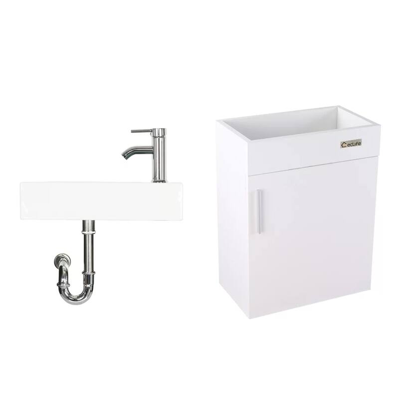 Eclife 16" Bathroom Vanity for Small Space Wall-Mounted Resin Sink Cabinet