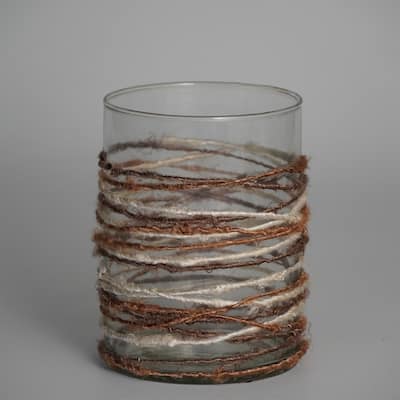 Textured Glass Votive Candle Holder - 5" - Brown and White
