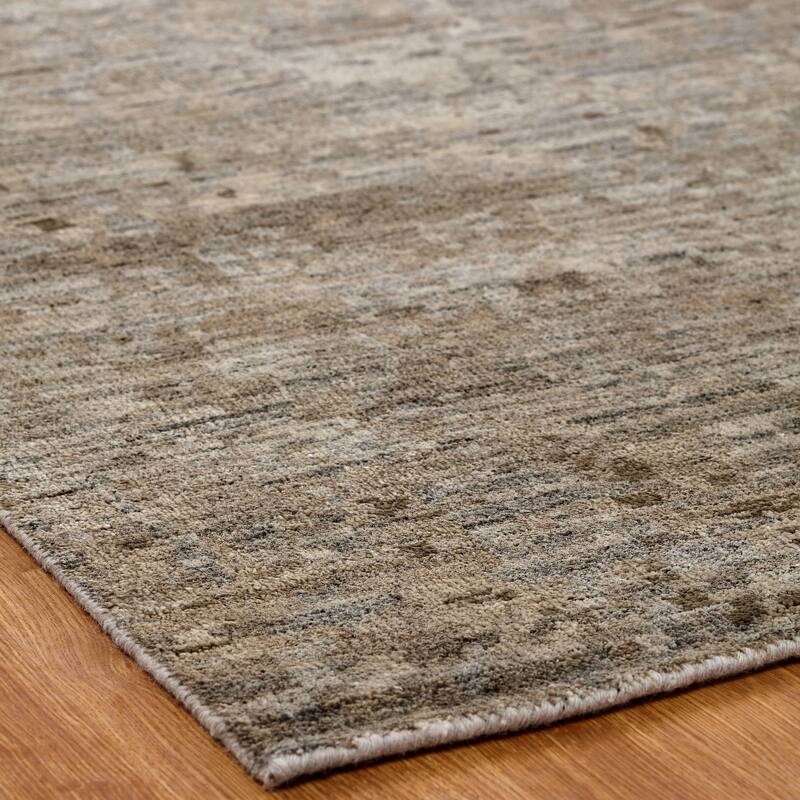 Modern Beige Hand-Knotted Wool & Viscose Area Rug