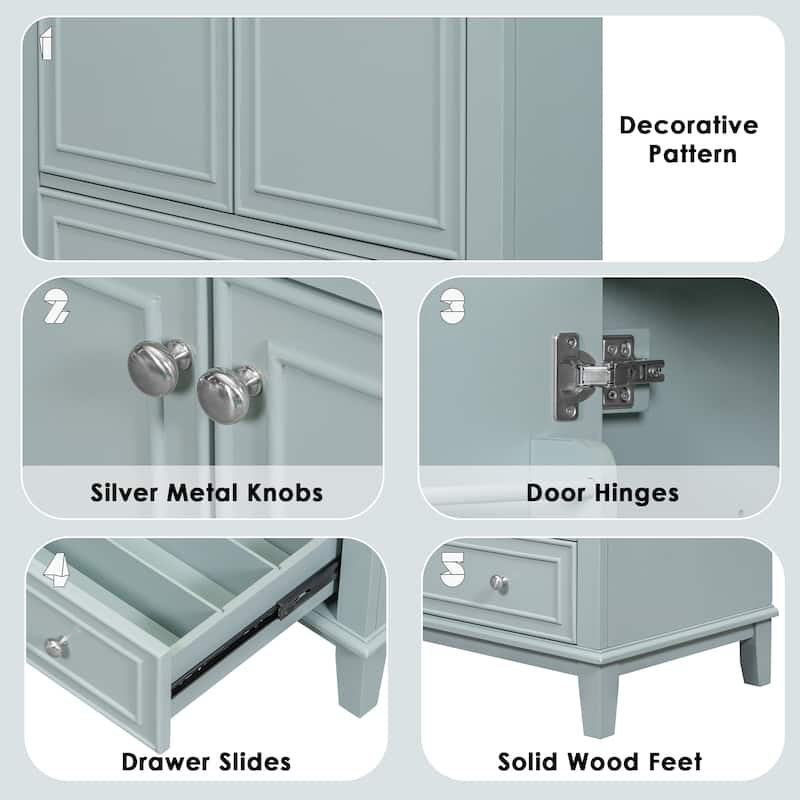 (Base Only) 30" Multi-functional Bathroom Vanity without Sink, with Doors and Drawer