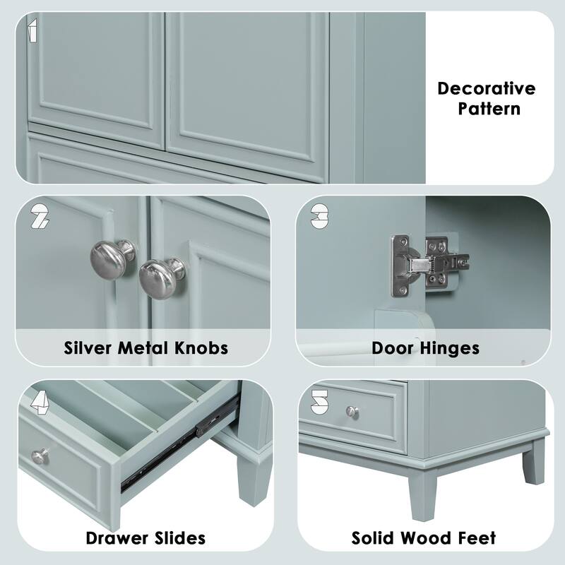 Bathroom Vanity with Sink, Bathroom Storage Cabinet with 2 Doors and 1 Drawer, Vanity Set with Adjustable Shelf