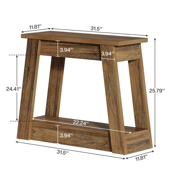 2-Tiers Small End Table, Small Wood Side Table