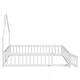 preview thumbnail 25 of 24, Full Size House-Shaped Headboard Floor Bed with Fence and Small Door