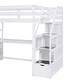 preview thumbnail 12 of 10, White Loft Bed with Side Storage Stairs, L-shape Desk Underneath Built-in 2 Large Drawers, Shelves, Twin Size Loft Storage Bed