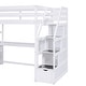 preview thumbnail 16 of 30, White Twin Size Loft Bed with Built-in Desk, Storage Staircase, and Shelves