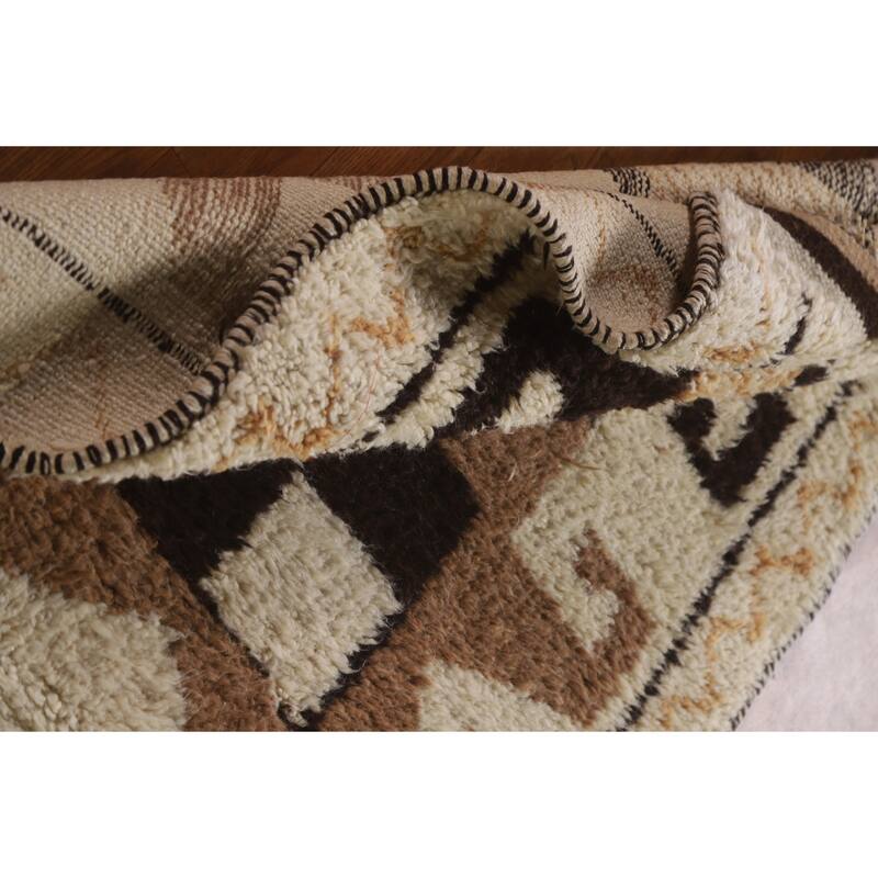 Vegetable Dye Kurdish Runner Rug Handmade Turkish Wool Carpet - 3'4"x 10'7"