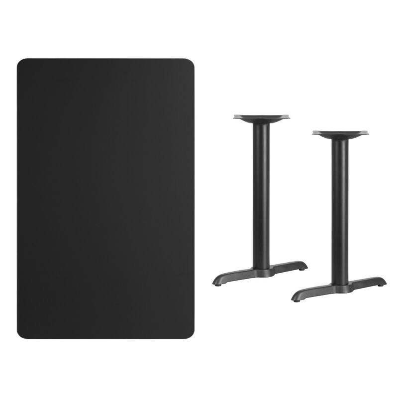 30'' x 48'' Rectangular Laminate Table Top with 5'' x 22'' Table Height Bases - 30"W x 48"D x 31.125"H - 30"W x 48"D x 31.125"H