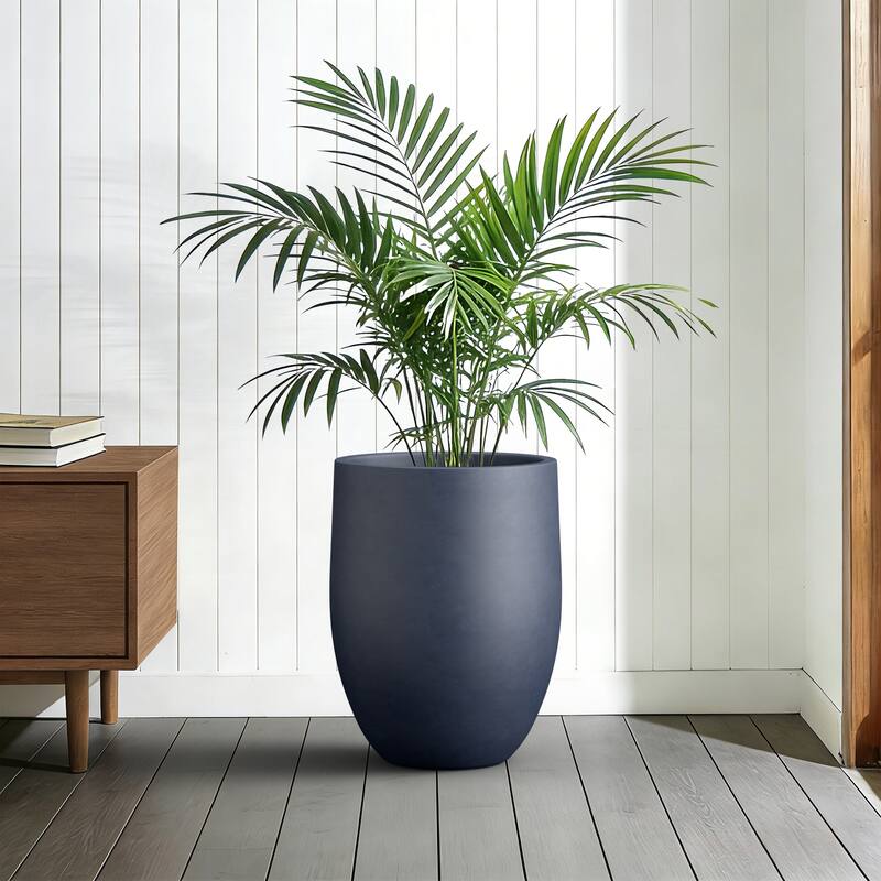 Concrete Tall Round Planter with Drainage Hole for Indoor & Outdoor