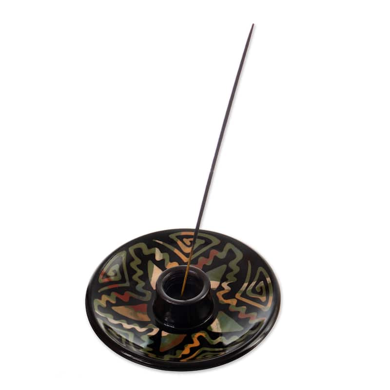 Novica Handmade Ancestral Constellation Ceramic Incense Holder