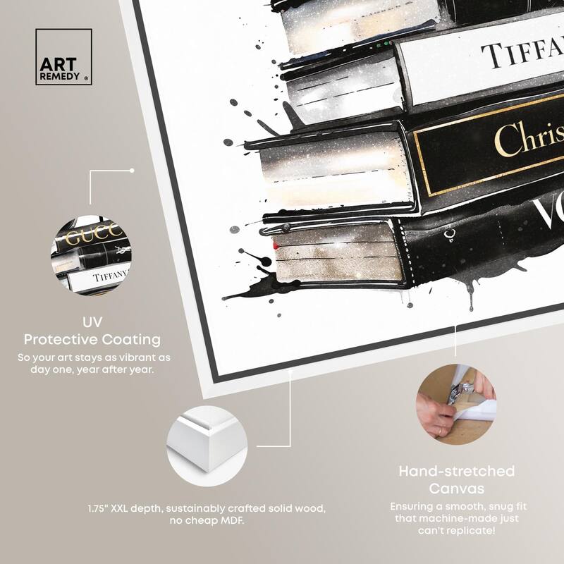 Inky Book Stack Canvas by Art Remedy